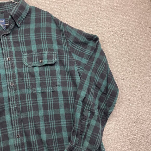 Faded Glory Green / Blue Plaid Flannel Long Sleeve Button Up Mens L Outdoor - Picture 4 of 14